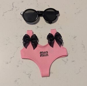 Labubu Pink Bathing Suit And Sunglasses
